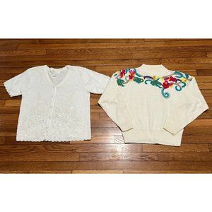 Vintage Maurada Women's Embroidered Grandma Sweater Size Medium